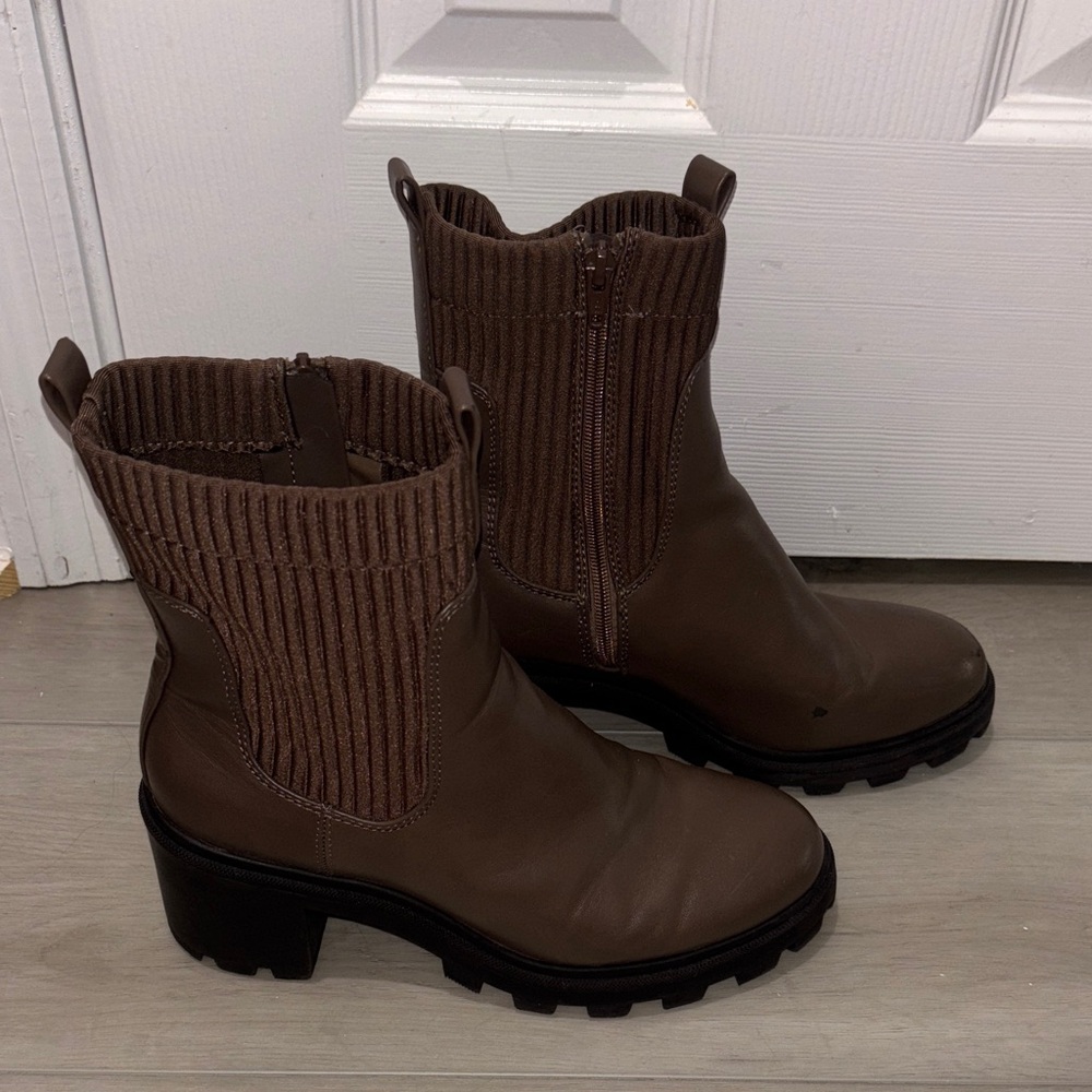 Target Brown Ribbed Combat Boots - Picture 3 of 6